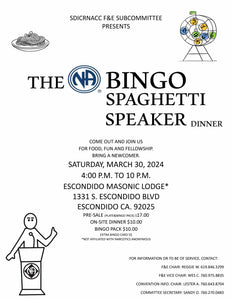 Bingo, Spaghetti, Speaker Dinner Ticket